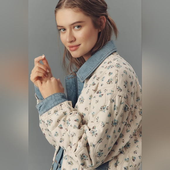 BLANKNYC Quilted Floral Denim Jacket NWT Sz XS - Picture 4 of 4